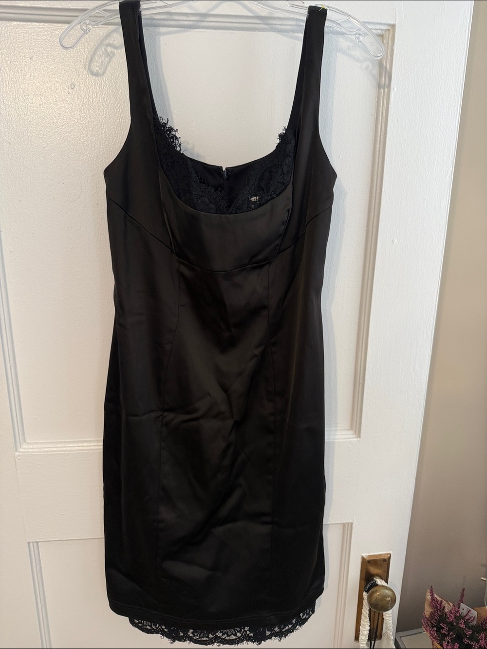 NWT Vintage Tadashi Shoji Black Lace-Trim Sheath Dress